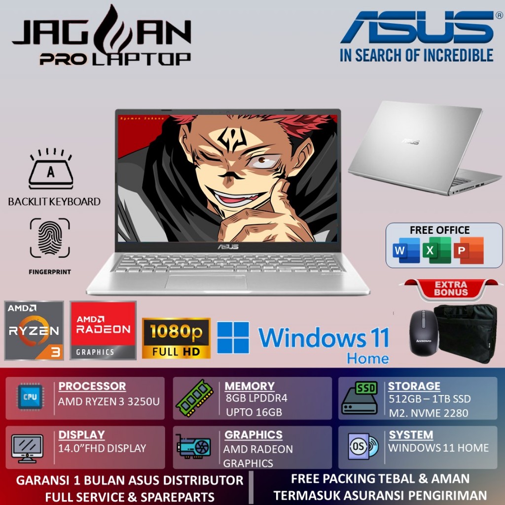 Laptop Asus Vivobook M415DAO Ryzen 3 3250U Ram 16GB 512GB 14 Fhd Windows 11 home