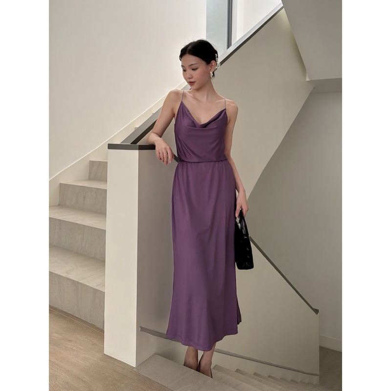 Set French Lilac Drapery Satin Tank Top and Skirt NBU