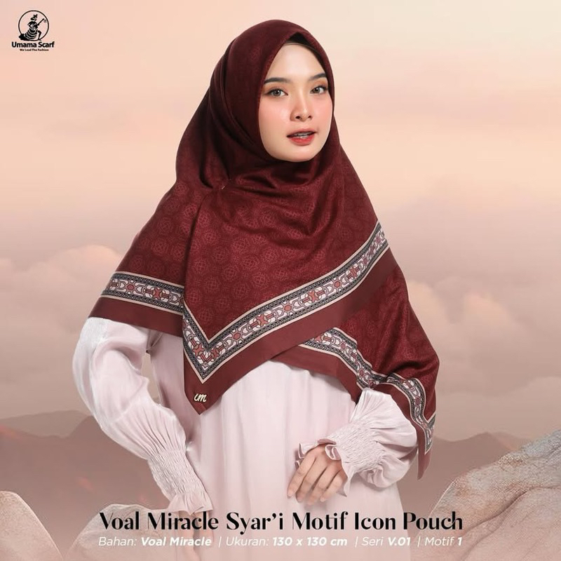 Umama Kerudung Segiempat Motif Voal Syari LC Metal Logo - Hijab Segiempat Syari Motif
