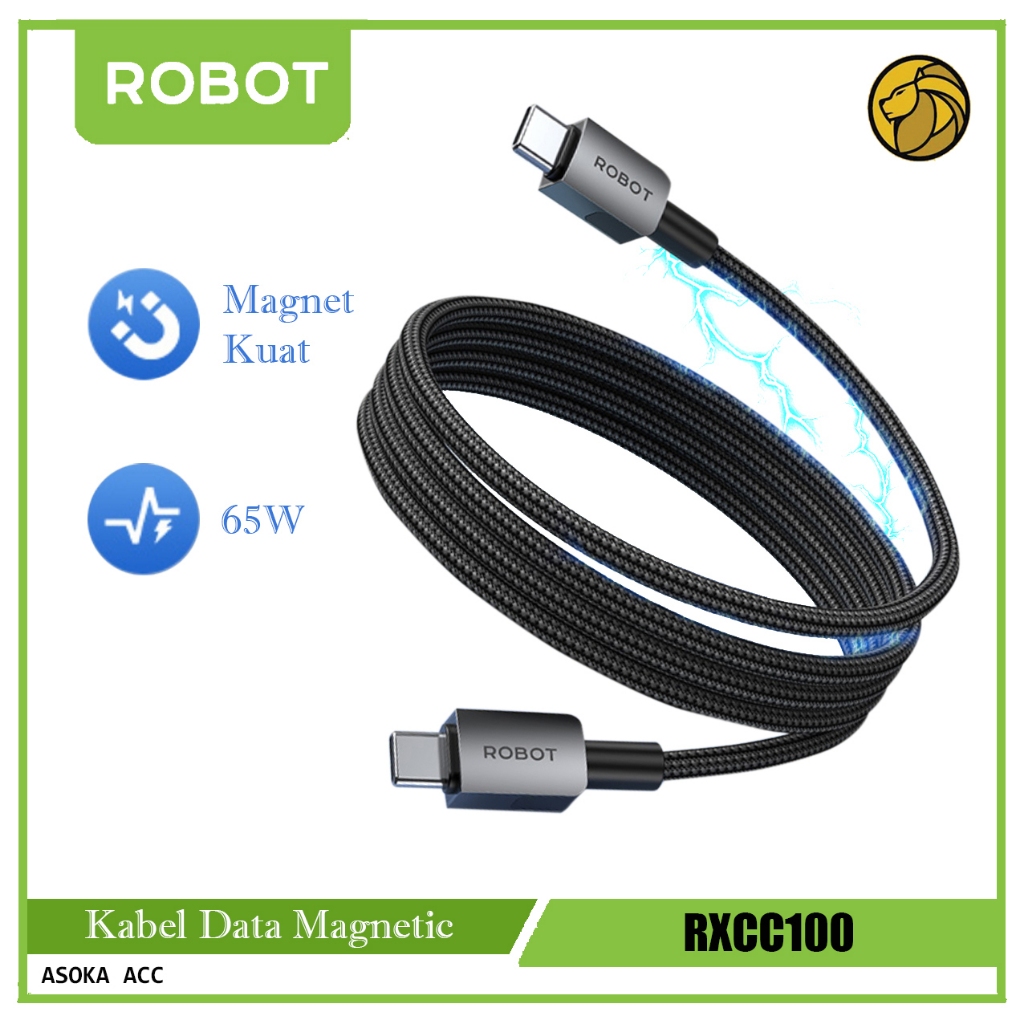 Robot Kabel Magnetic 65W Type C to Type C 100 CM RXCC100Magnet Kabel