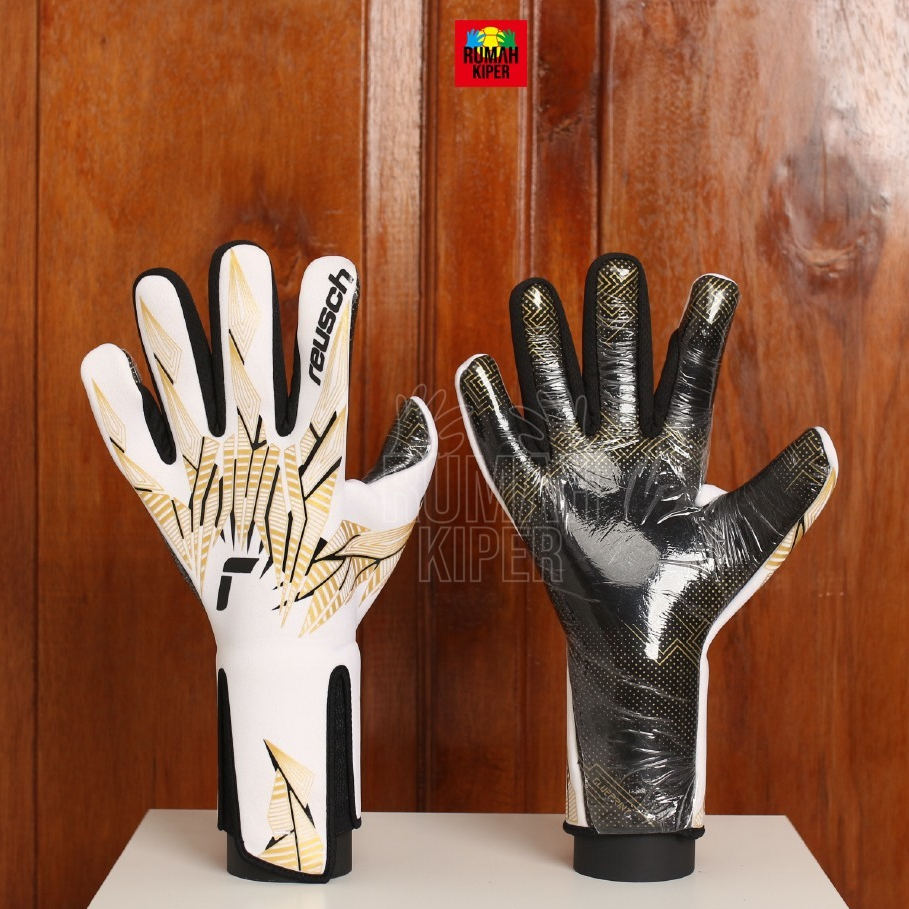 REUSCH PURE CONTACT GOLD X GLUEPRINT STRAPLESS WHITE/GOLD (SKU : BR 341) Sarung Tangan Kiper