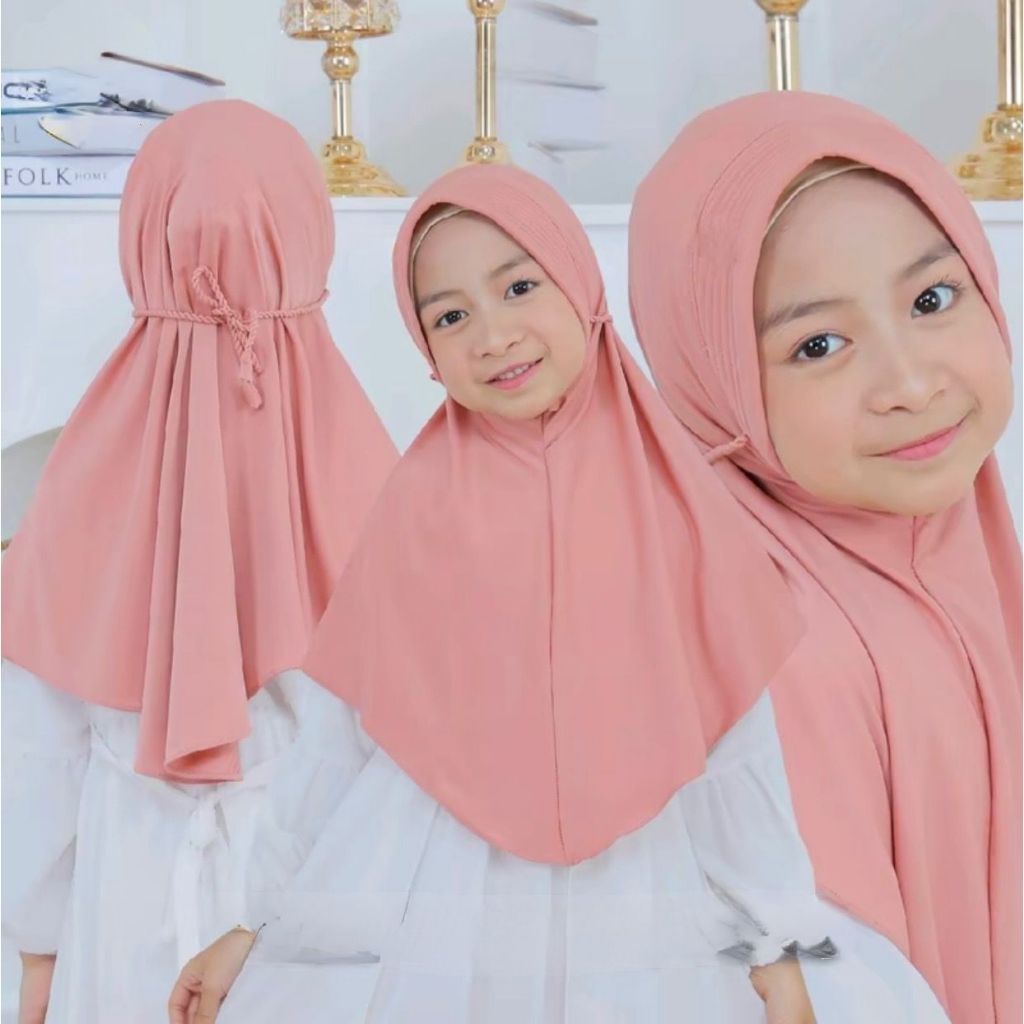 Hijab Anak Tali Kepang 3-12 Tahun Bergo TK Pet Milea jilbab tali ulir anak /hijab tali kepang KIDS