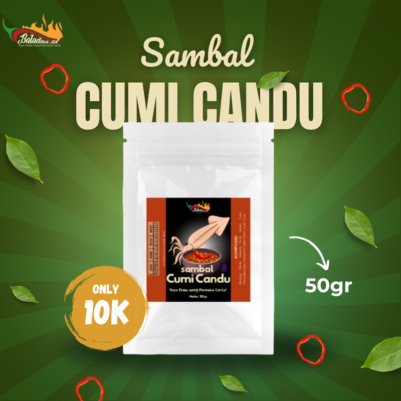 

SAMBAL CUMI CANDU, SAMBAL KEMASAN SACHET 50gr SIAP SANTAP