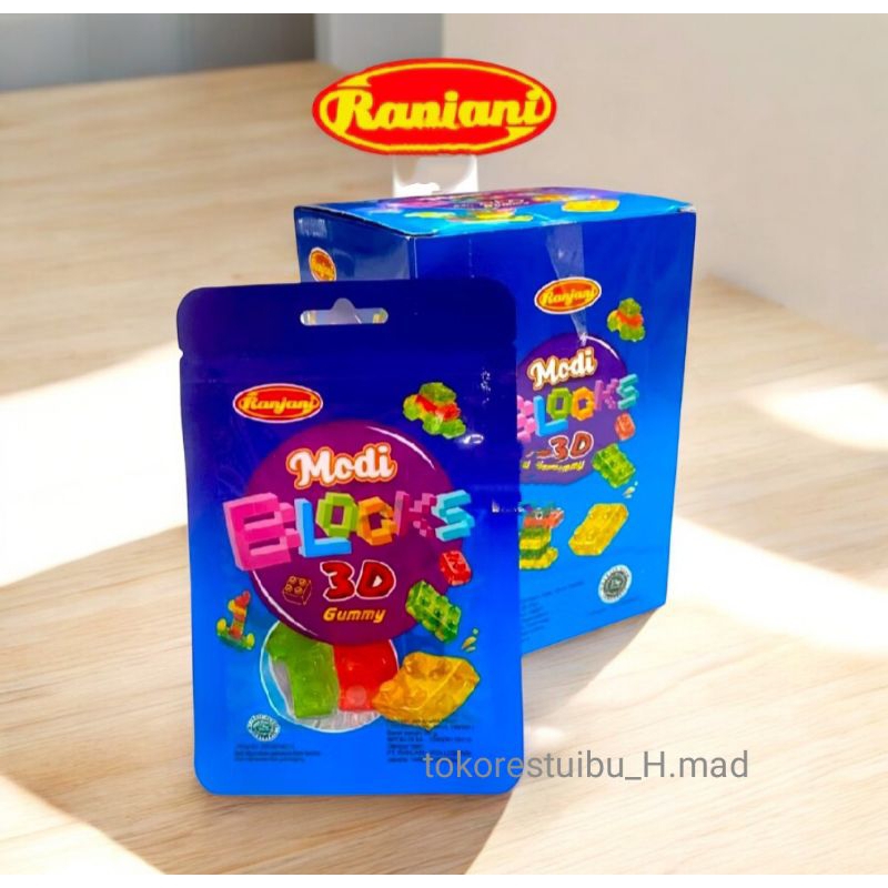 

Permen modi blooks 3D gummy | jely kenyal manis | 1 box isi 12 sachet