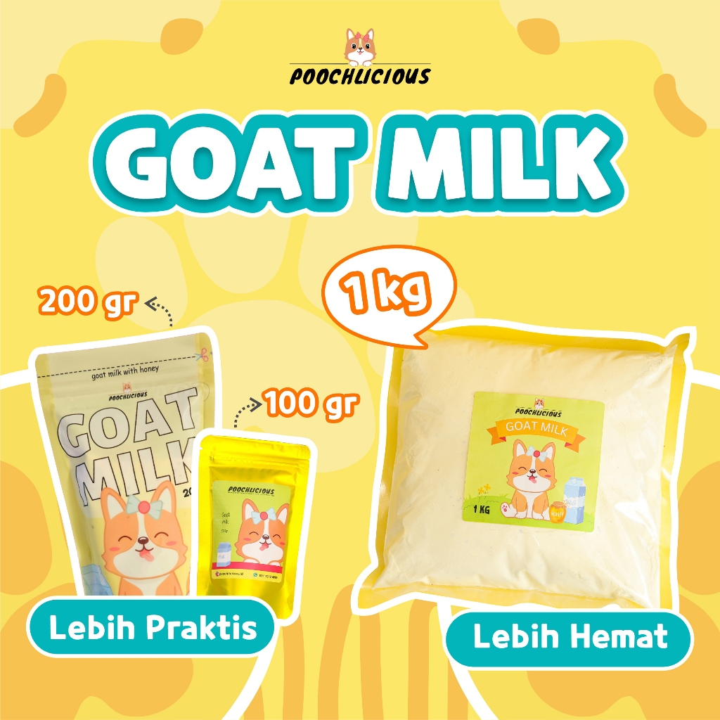 Poochlicious Goat Milk / Susu Kambing Anjing / Susu Kambing Bubuk / Goat Milk Bubuk Anjing Puppy