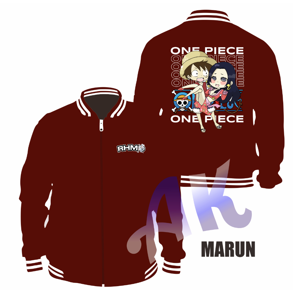 ONE PIECE JAKET VARSITY ONE PIECE RHMD KEREN COCOK BUAT PRIA