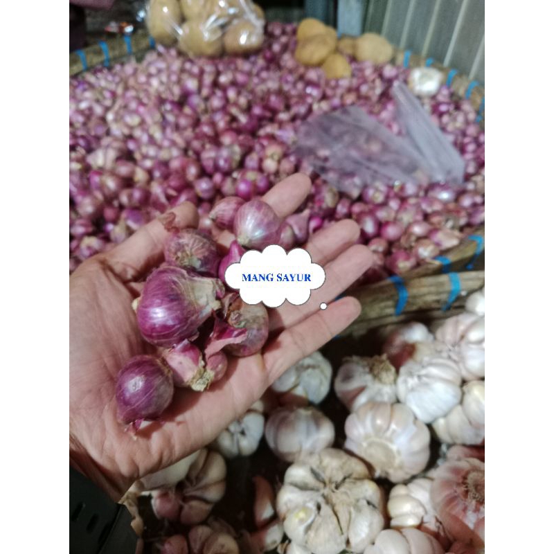 

bawang merah, bawang putih 250gr mang sayur