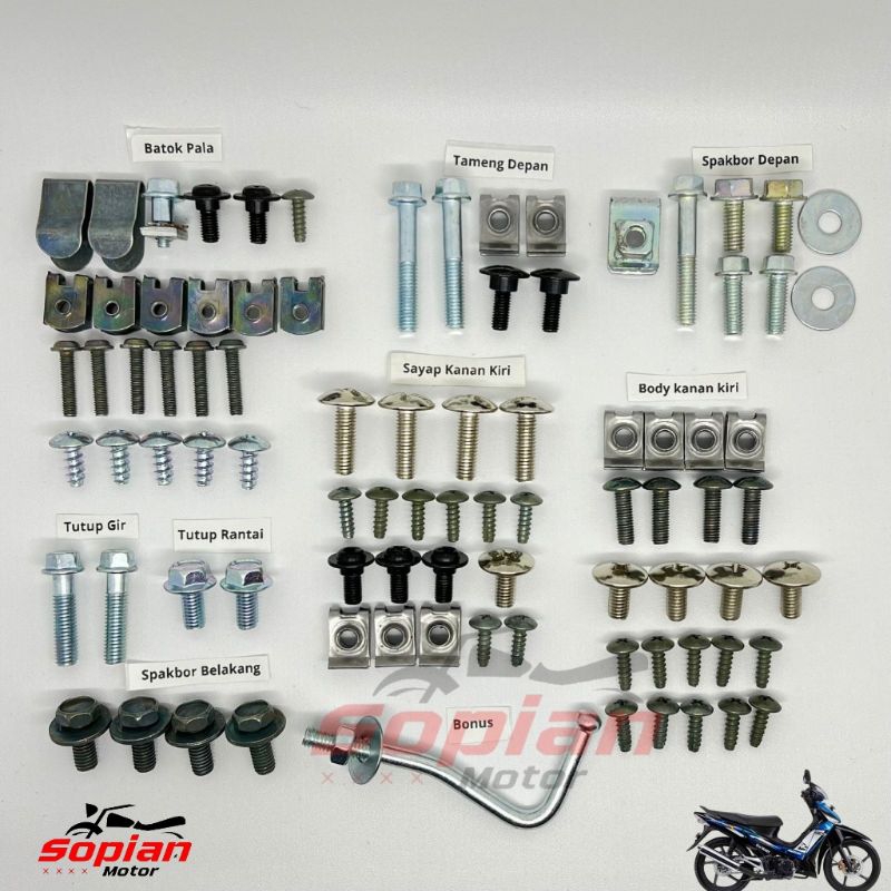 baut full body Honda Supra x 125 lengkap / baut body Supra x 125 / baut lengkap Honda Supra x 125