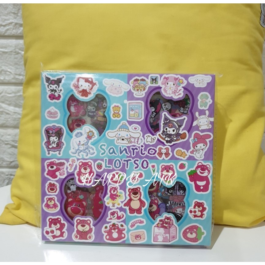 

(ISI 100PCS) STICKER LUCU IMUT / STIKER BOX ANTI AIR PET MATERIAL 2D SANRIO LOTSO KUROMI CINNAMONROLL
