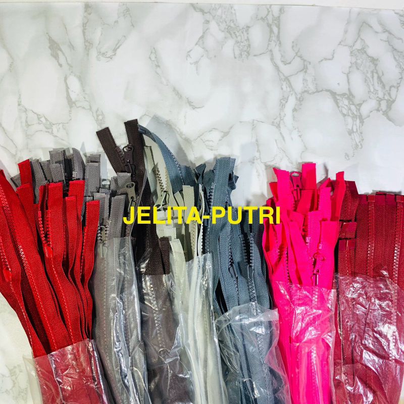 Resleting Jaket Reversible (bolak-balik) (50CM)