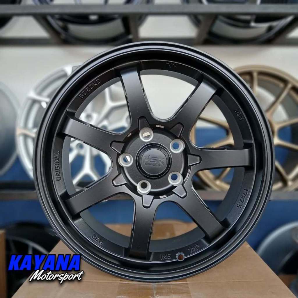 Velg Mobil Te37 Ring 17 Lubang 5x114,3 Lebar 75 Pelek HSR Wheel Boroko Tjh R17 Black