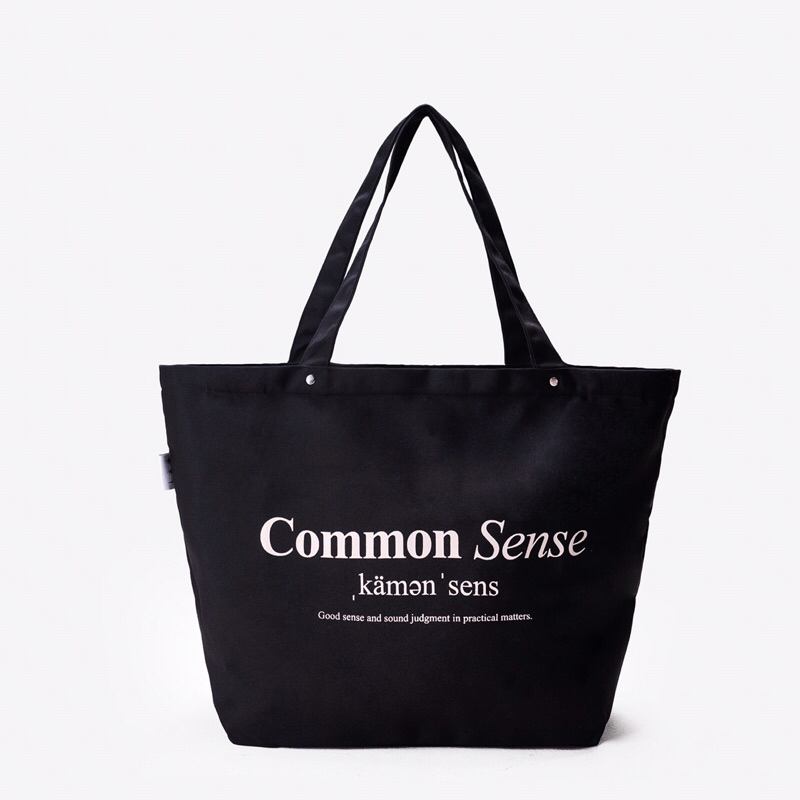 Totebag Kamensens - Common Sense Black - Tas Kuliah / Tas Kerja / Tote Bag Retsleting / Tote Bag Kan