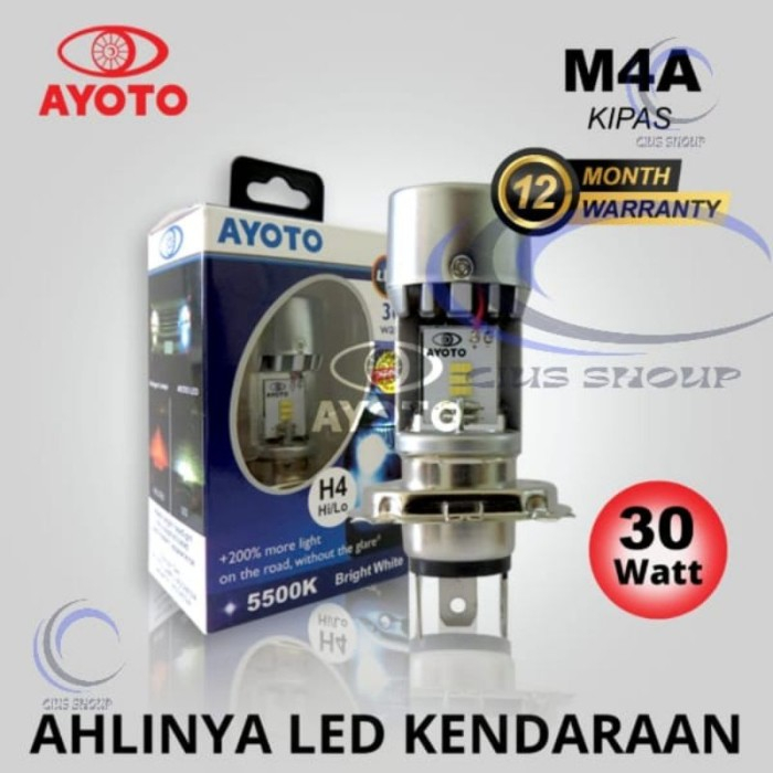 LAMPU DEPAN AYOTO  H4 NEW 30WATT HI LOW KIPAS