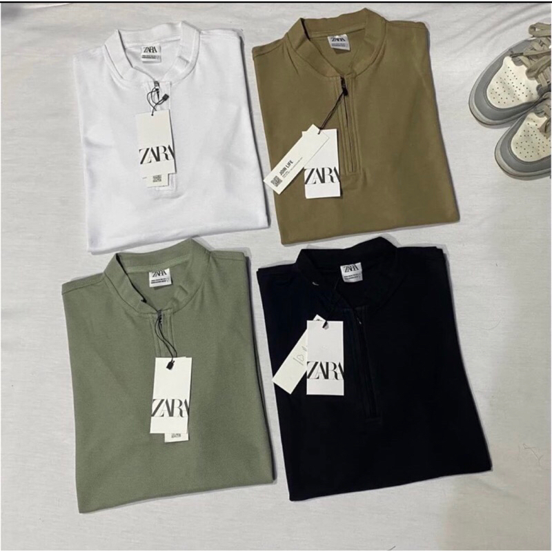 Kaos Polo Shirt Pria | Tshirt Kerah Sanghai | Atasan Ziper Polo Lengan Pendek | Polo Shirt Ziper