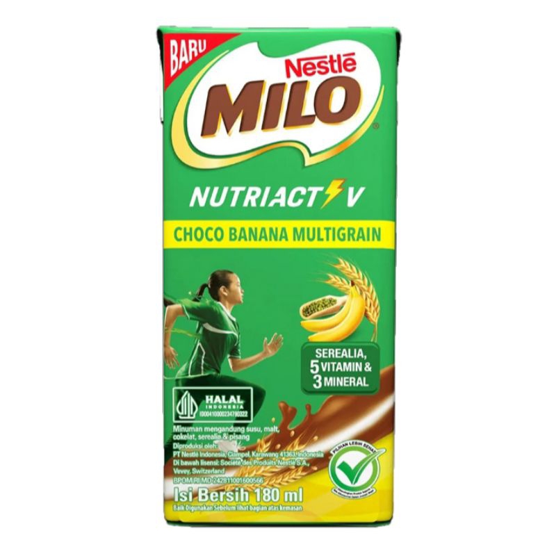 

Milo Nutriactive Minuman Multigrain Sereal Cokelat / Choco Banana UHT Kotak 180 ml