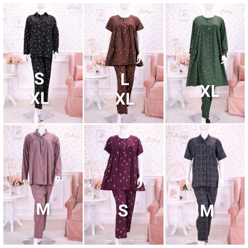 NEW DITSY SIAP KIRIM ditsy November 2024 ready piyama / pajamas ditsy S M L XL Shavelle emerald paja