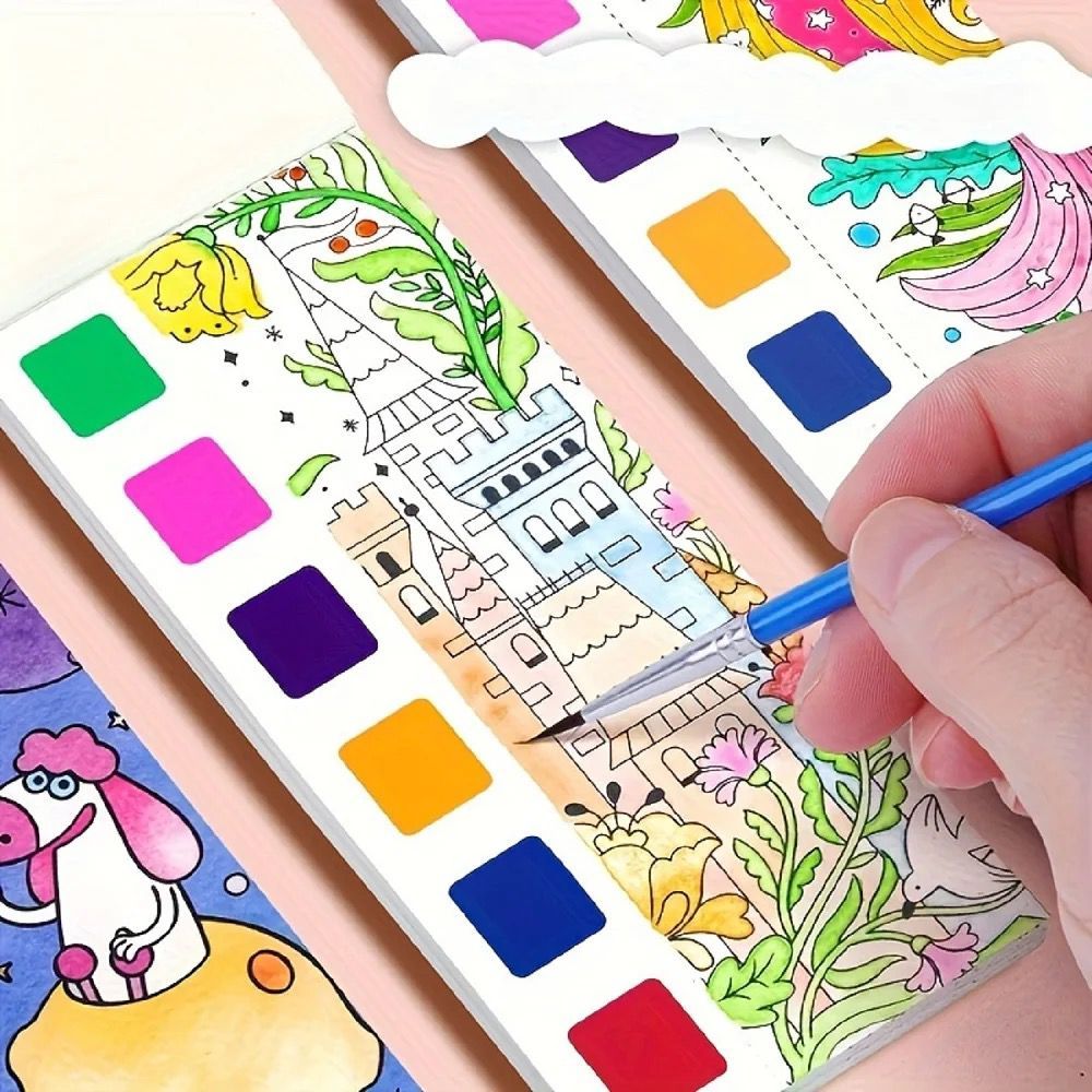 (1 Set) Paket Lukis Water Colours / Paket Melukis Anak Mewarna Cat Air / Buku Cat Mewarnai Watercolo