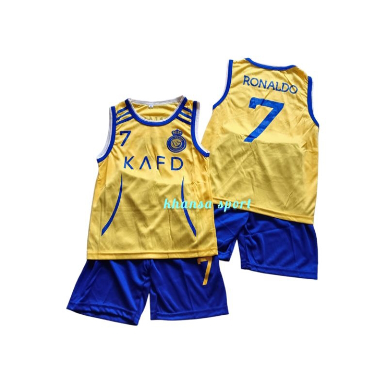SETELAN SINGLET BOLA RONALDO AL NASSR KAOS SINGLET BOLA RONALDO AL NASSR UMUR 1 SAMPAI 10 TAHUN