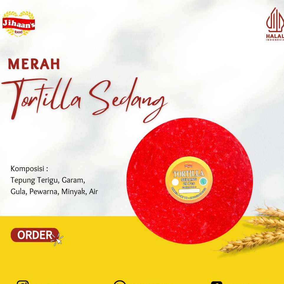 

Kulit Kebab - Tortilla Warna Merah 20 Pcs - Jihaan's Food Medan