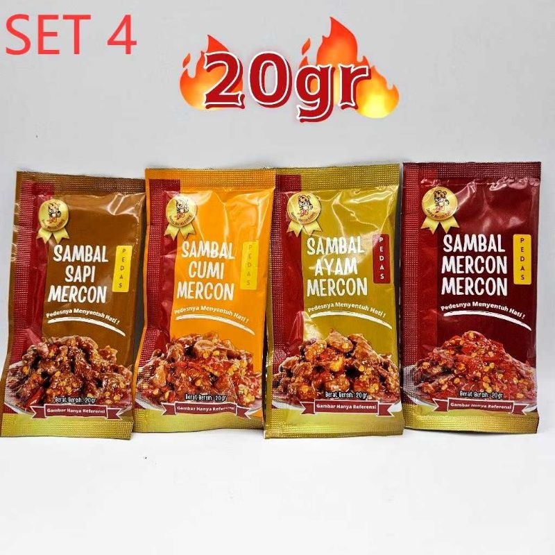 

Sachet 20 gr SET 4 LEBIH HEMAT SAMBEL CUMI SAMBEL SAPI SAMBEL AYAM SAMBEL MERCON PEDAS lauk instant Sambel Pedas !!!