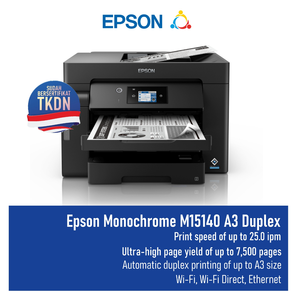 Printer Epson EcoTank Monochrome M15140 A3 Wi-Fi Duplex All-in-One Ink Tank Printer