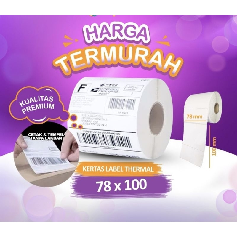 

1 DUS Kertas Thermal Sticker 78x100 untuk Label Resi Barcode 1 dus 36 pcs