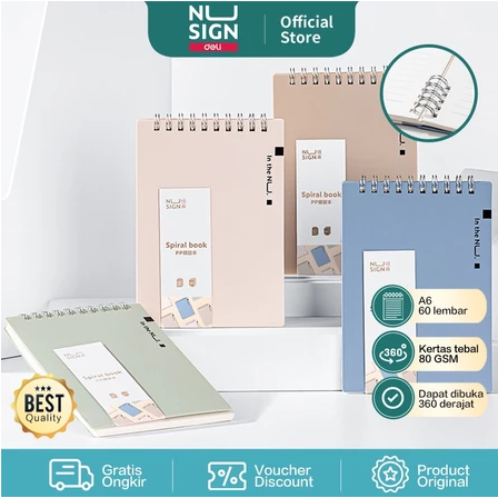 

Nusign Spiral Notebook / Buku Catatan Jilid Spiral Vertikal A6 60 Lembar 80 GSM Desain Warna Pastel NS30X