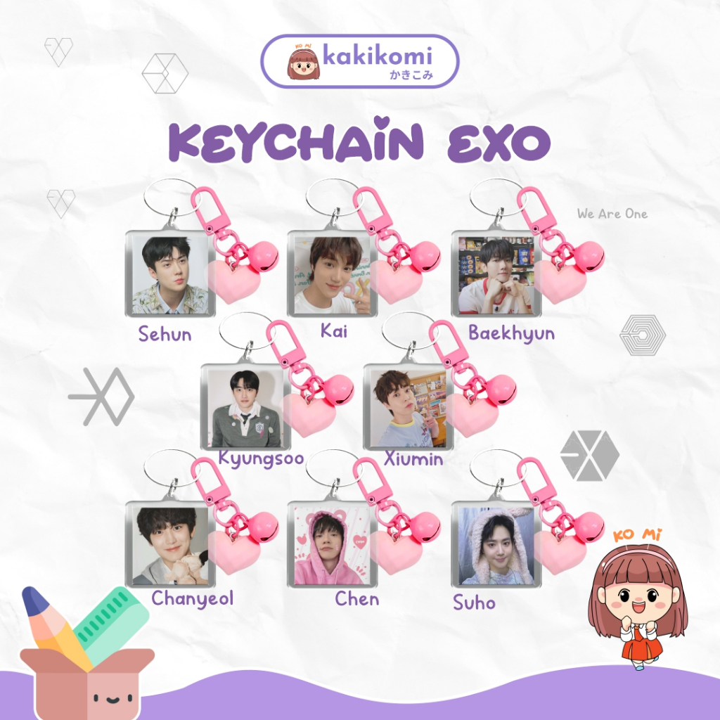 Kakikomi Keychain Exo Gantungan Kunci EXO Aesthetic Baekhyun Sehun Suho Kyungsoo Chanyeol Kai