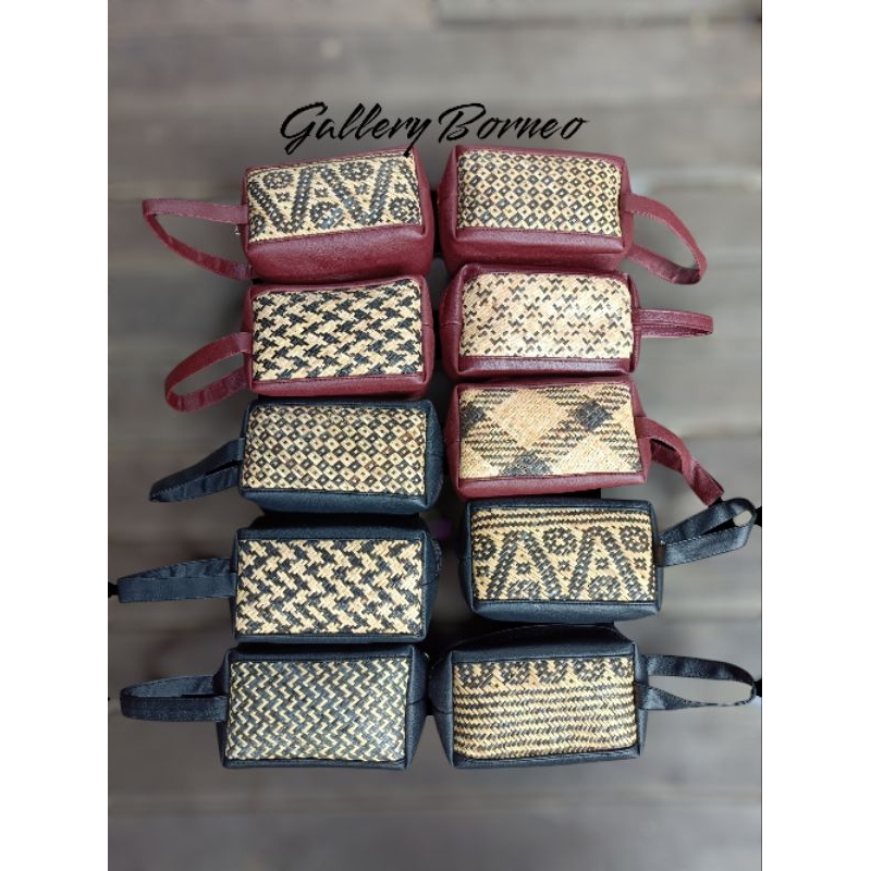 Tas Rotan Pouch Bag Kombinasi Kulit Sintetis Tas Wanita Clutch