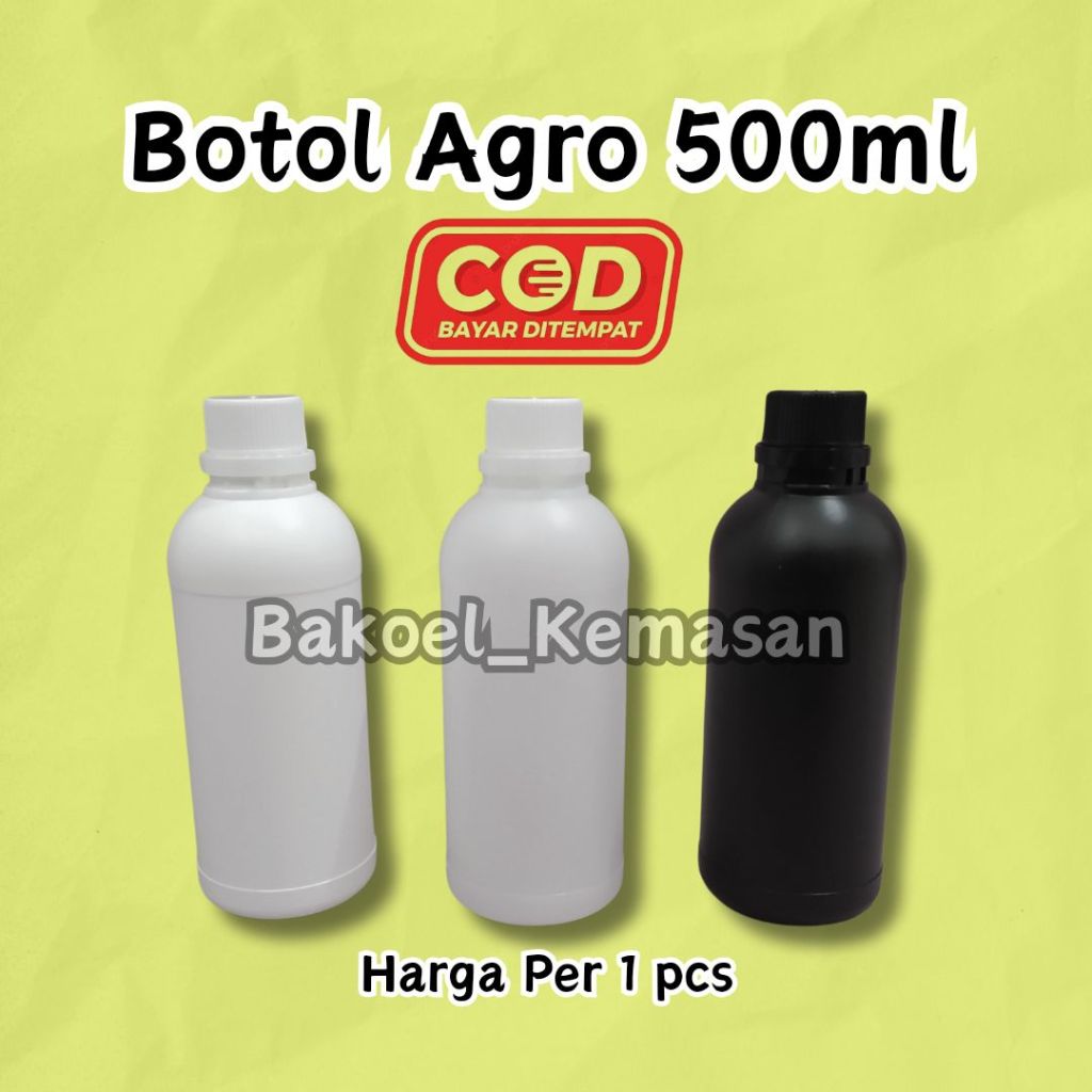 Botol Agro HDPE Putih Hitam Natural 500ml / Wadah Labor 500 ml
