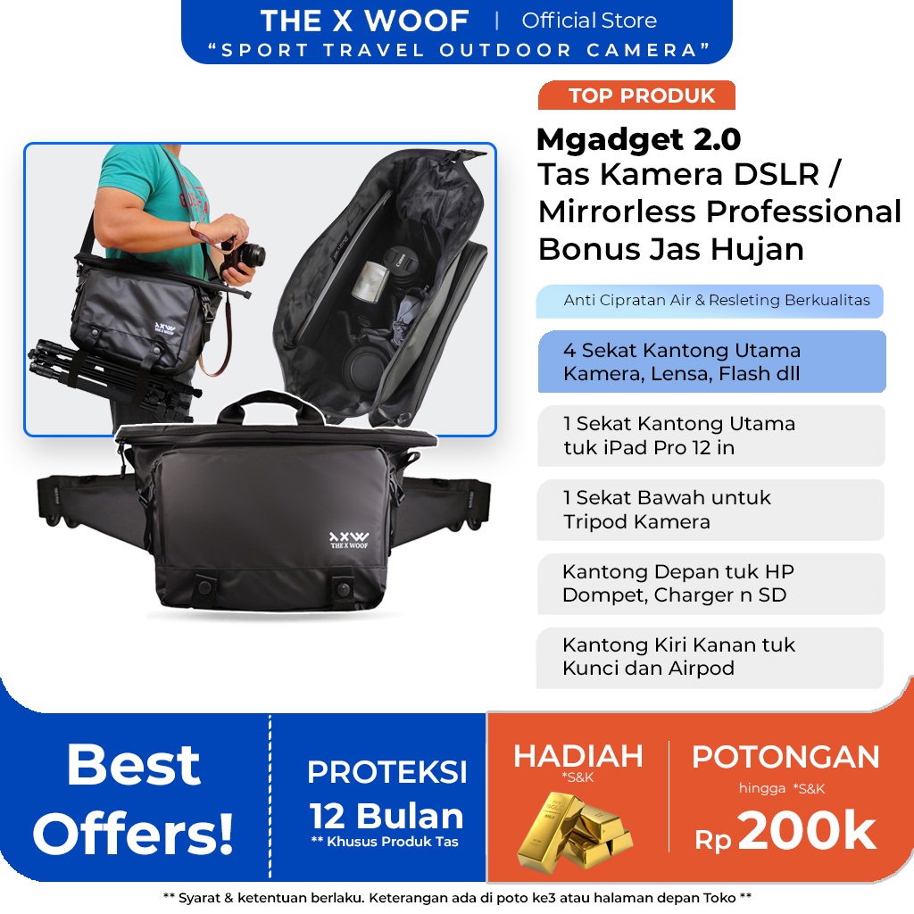 Tas Kamera DSLR Mirrorless Tas iPad 12 Camera Bag Tas Selempang Kamera The X Woof Mgadget2