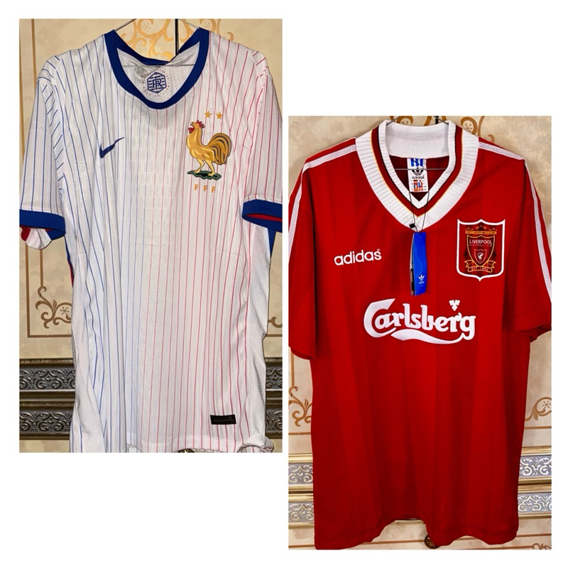 Jersey Prancis France Away 2023 Putih PI Player Issue & Liverpool Home