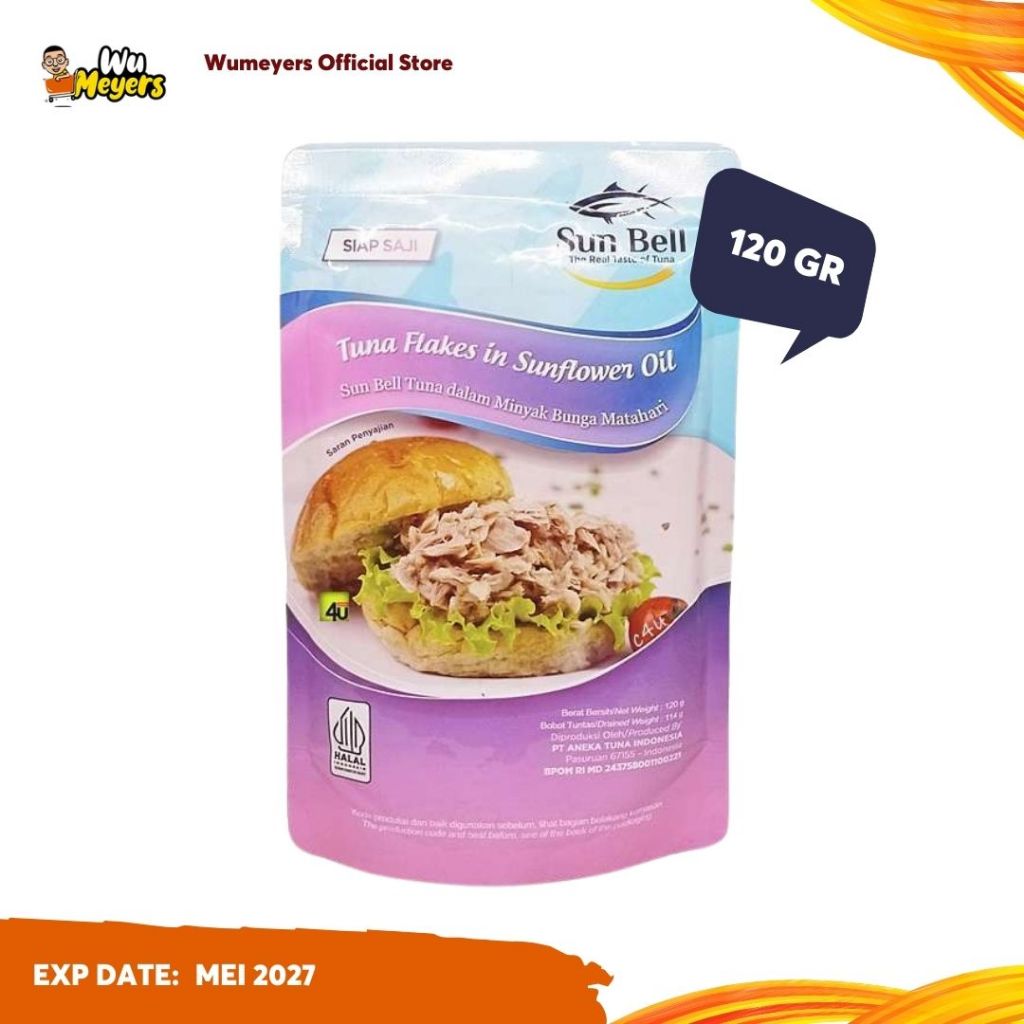 

Sun Bell Tuna Flakes in Sunflower Oil Pouch 120gr / Ikan Tuna Kemasan Pouch / Makanan Siap Saji