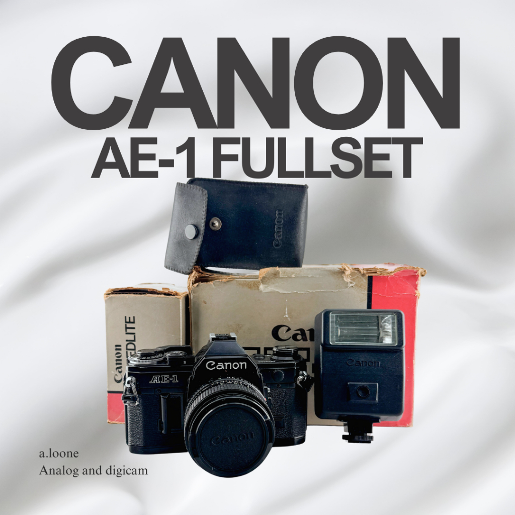 CANON AE - 1 FULLSET + LENSA 50MM F/1.4 + FLASH CANON   LIKE NEW  KAMERA ANALOG 35MM ROLL FILM