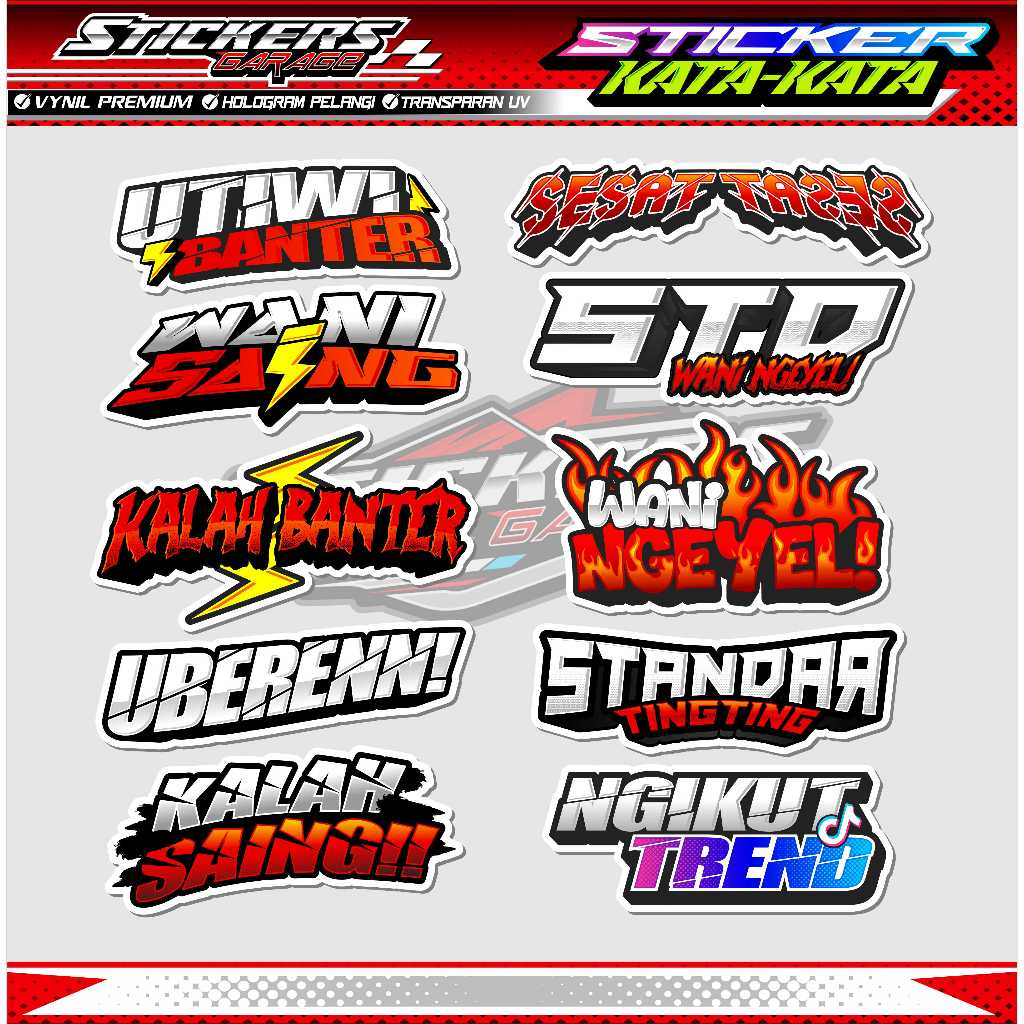 

STICKER PACK UTIWI BANTER / STICKER PACK KATA KATA VIRAL / STICKER KATA KATA TERBARU / STICKER HELM / STICKER TUMBLER
