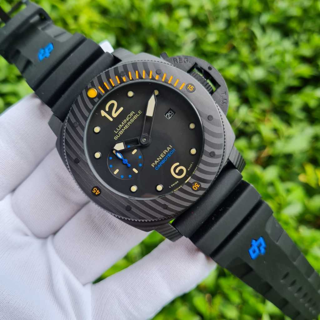 Jam Tangan Pria Panerai luminor Submersible Automatic Strap Leather 48mm Include Box Original