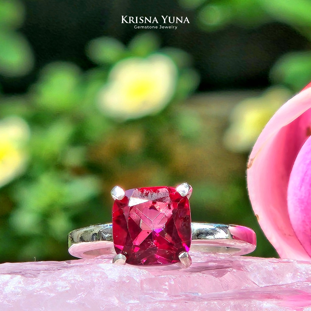 Natural Red Topaz Ring