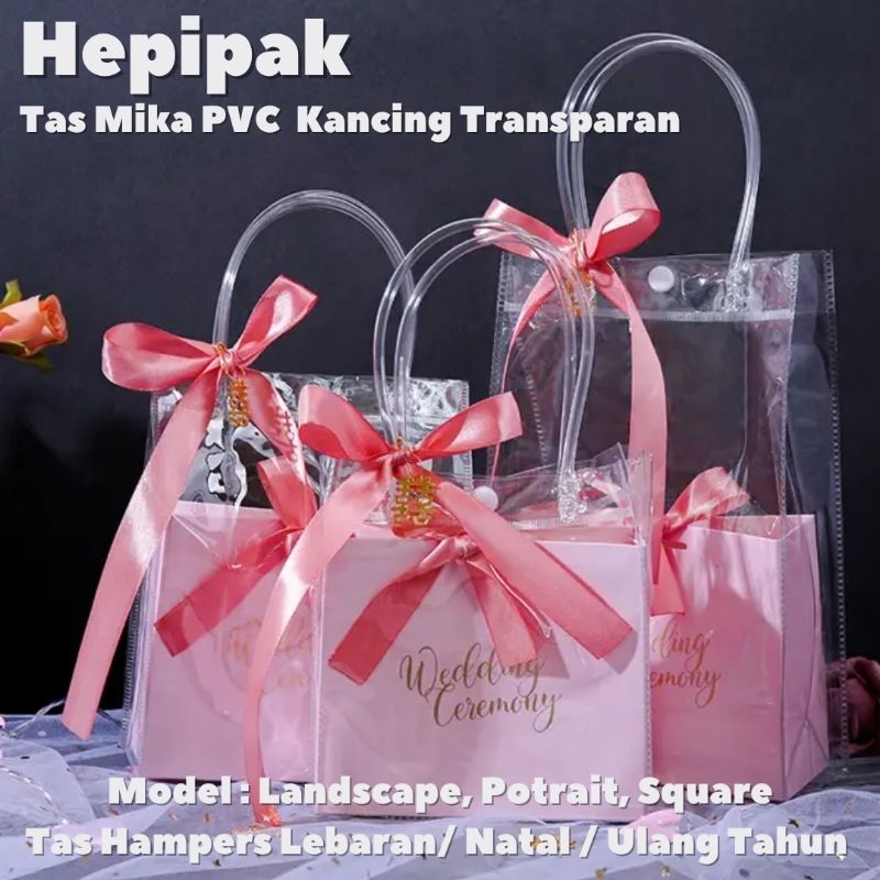 

(10 Pcs) Tas Mika Kancing Transparan 33x12x25 Souvenir Bag Premium