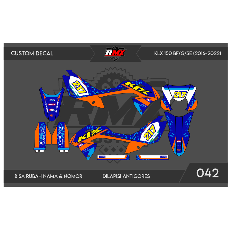 DECAL STICKER KLX BF (042) DEKAL STIKER KLX 150 G/SE/EXTREME/NEW FULLBODY 2016 2017 2018 2019 2020 2