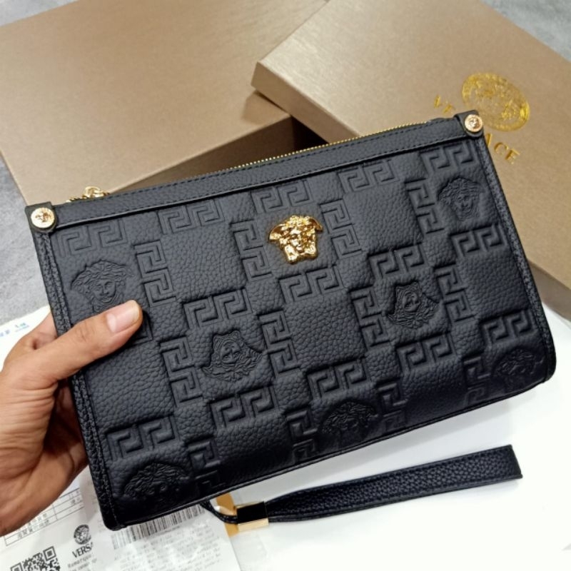 Clutch bag leather Versace handbag tas tangan kulit pria