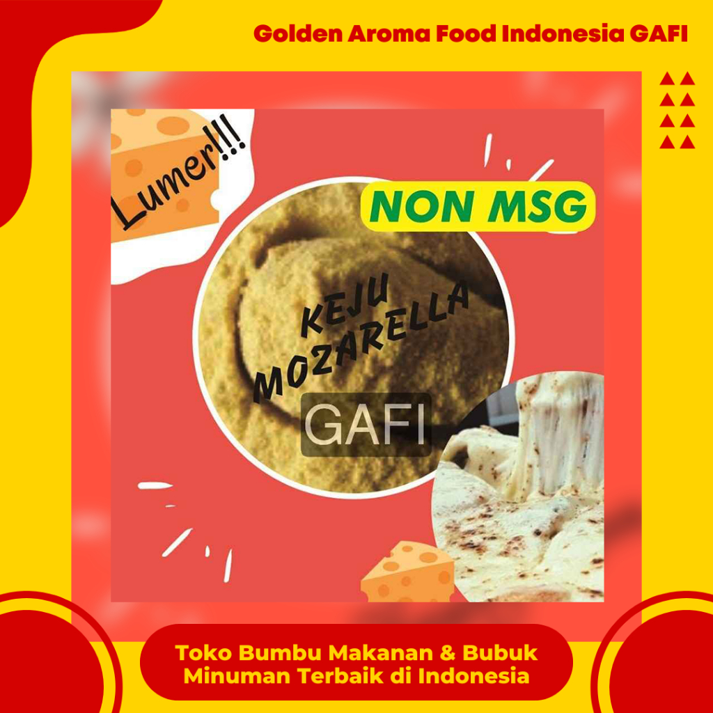 

GAFI Food Bumbu Tabur Rasa Keju Mozarella NON MSG 1 Kg Enak Lezat Halal, Mozzarella Cheese Flavour NON MSG Seasoning Powder 1Kg