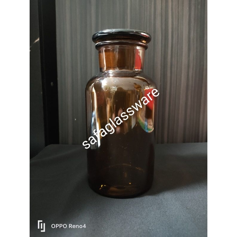 Botol Reagent Kaca  Coklat / Botol Sample Mulut Lebar / Alat Lab Kimia