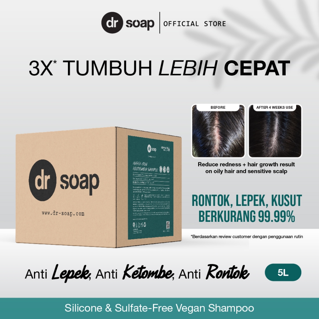 dr soap Messy-free Nourishing Shampoo (Infusion) Refill 5 Liter | Sampo Rambut Virgin Anti Rontok, A
