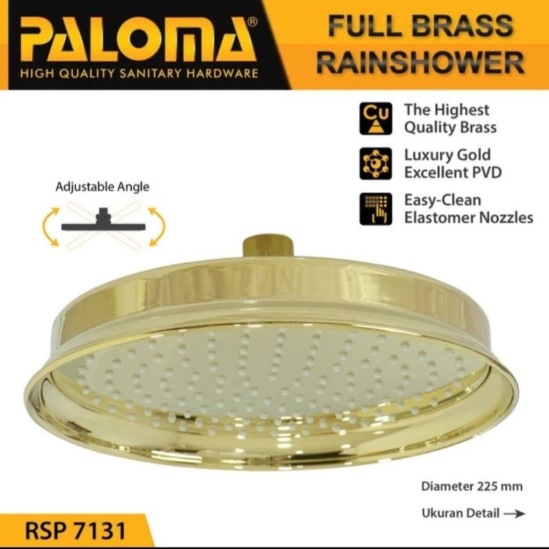RAIN SHOWER KEPALA SHOWER MANDI 8" PALOMA RSP 7131 GOLD