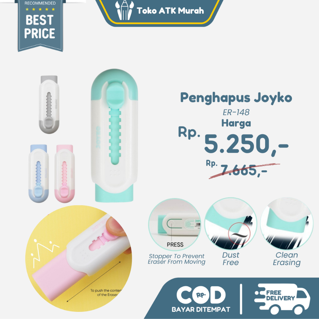 

Penghapus Eraser Joyko ER-148 Penghapus Karet Push Unik Pastel