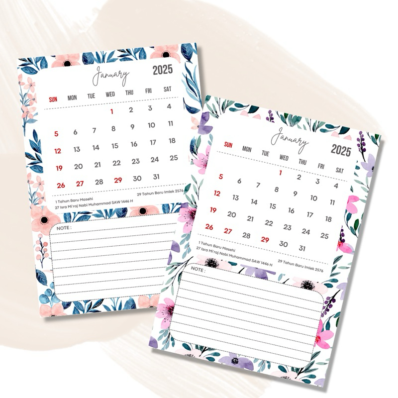 

Kalender Note 2025 | Kalender aesthetic | Kalender 2025 | Kalender meja minie