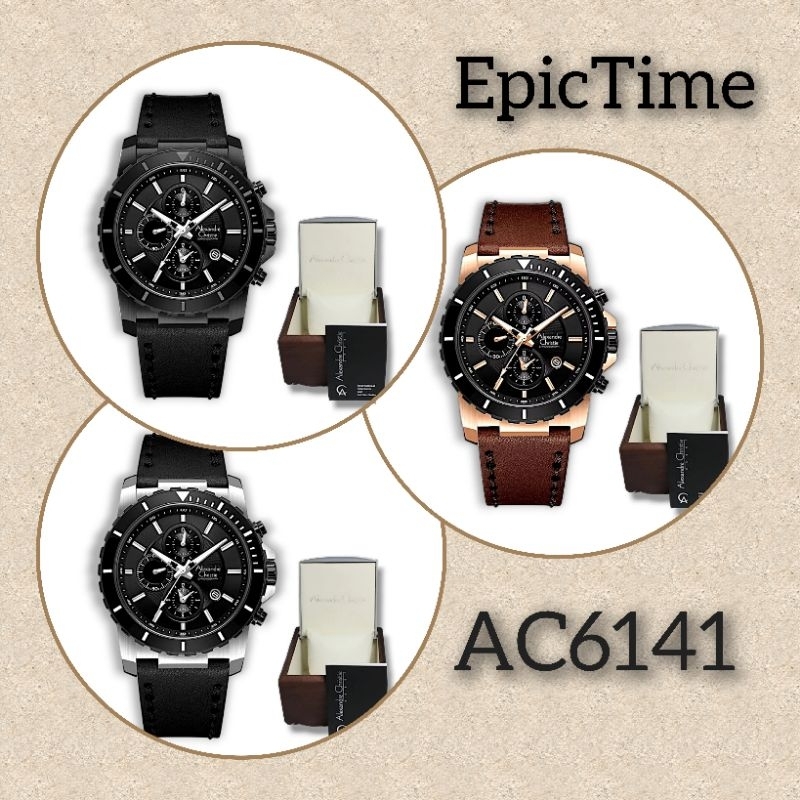 Jam Tangan Pria Alexandre Christie 6141 AC6141 AC 6141 Tali Kulit