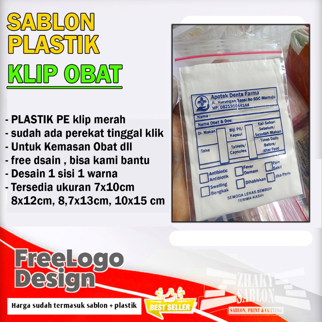 Plastik Klip Obat / plastik tik / plastik sablon