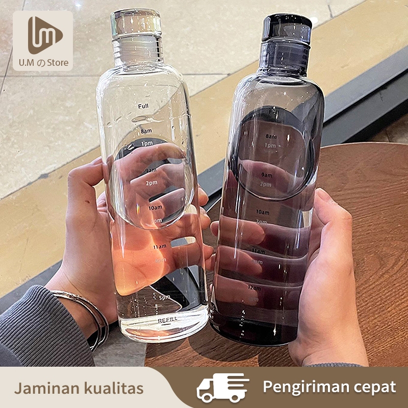 500ML Botol Minum Aesthetic Bening Botol Minuman Plastik Premium Gelas Kaca Aesthetic Ala Korea Gift