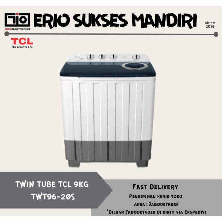 TCL MESIN CUCI 9KG TWIN TUB - TWT96-20S